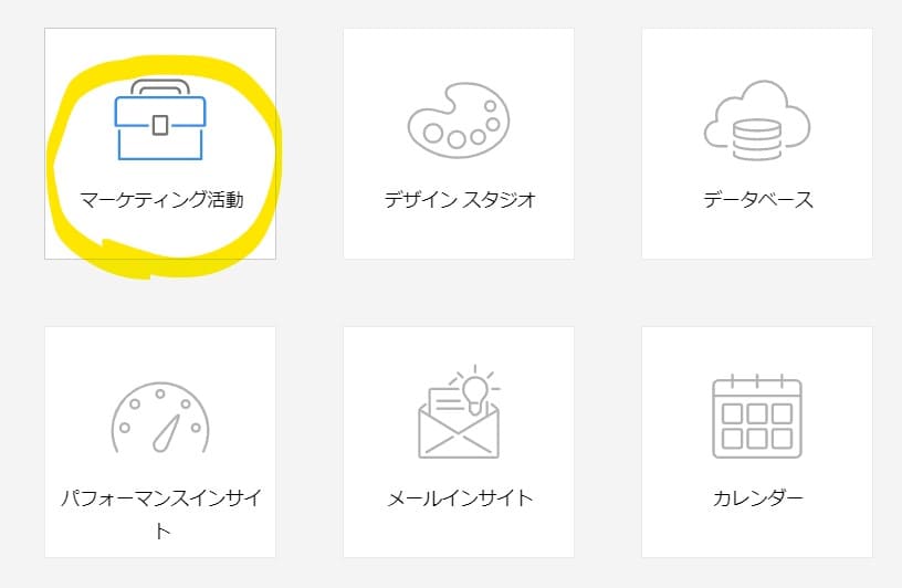 「マーケティング活動」のエリアへ移動