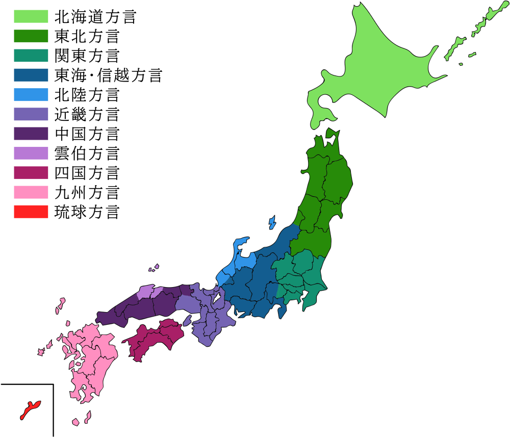 カラーで色分けした日本地図